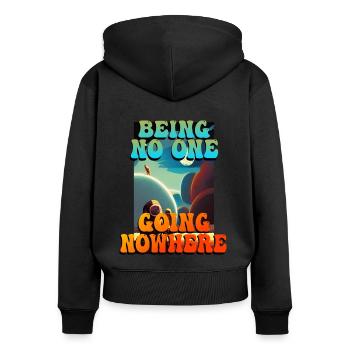 être personne qui ne va nulle part - Sweat à capuche zippé Premium bio Femme - noir - Dos - Julia (174cm)