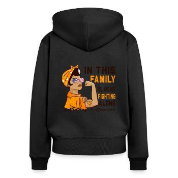 Rubans orange sensibilisation au cancer du rein - Sweat à capuche zippé Premium bio Femme - noir - Dos - Julia (174cm)