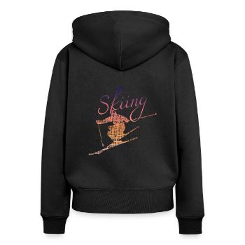 Skiing - Frauen Premium Bio Zip Hoodie - Schwarz - Hinten - Julia (174cm)