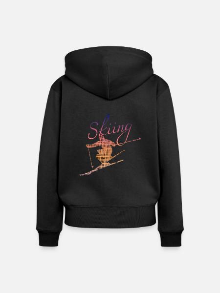 Skiing - Frauen Premium Bio Zip Hoodie - Schwarz