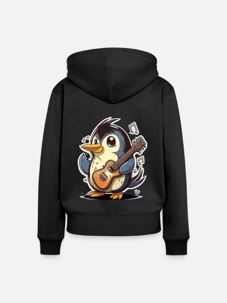 Rockin Pinguin - Frauen Premium Bio Zip Hoodie - Schwarz