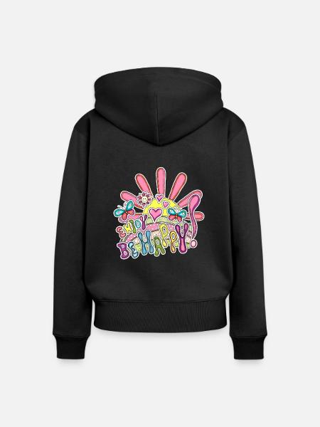 Seien Sie glücklich und profitabel - Frauen Premium Bio Zip Hoodie - Schwarz