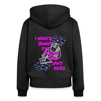The women writes - Women's Premium Organic Zip Hoodie - black - Back - Julia (174cm)