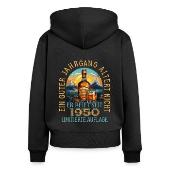 73. Geburtstag 1950 73er Guter Jahrgang Whisky - Frauen Premium Bio Zip Hoodie - Schwarz - Hinten - Julia (174cm)