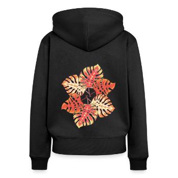 Tropical Monstera Deliciosa feuilles Monstera - Sweat à capuche zippé Premium bio Femme - noir - Dos - Julia (174cm)