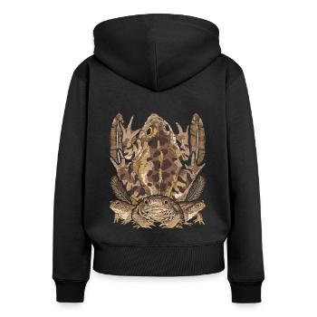 Nature Animal Motif Amphibians Frog Gift Toad - Women's Premium Organic Zip Hoodie - black - Back - Julia (174cm)