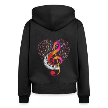 Klaviatur Violinschlüssel Musik Notenschlüssel - Frauen Premium Bio Zip Hoodie - Schwarz - Hinten - Julia (174cm)