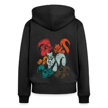 Eichhörnchen - Frauen Premium Bio Zip Hoodie - Schwarz - Hinten - Julia (174cm)