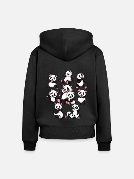 Pandabär - Frauen Premium Bio Zip Hoodie - Schwarz