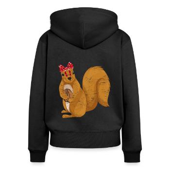Écureuil - Sweat à capuche zippé Premium bio Femme - noir - Dos - Julia (174cm)