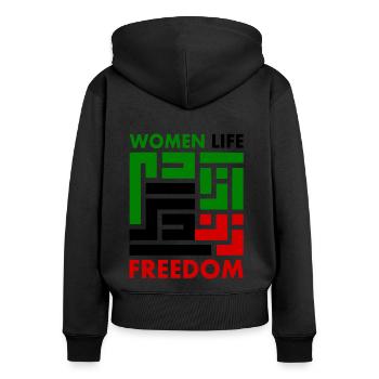 women life freedom Zan zendegi azadi - Sweat à capuche zippé Premium bio Femme - noir - Dos - Julia (174cm)