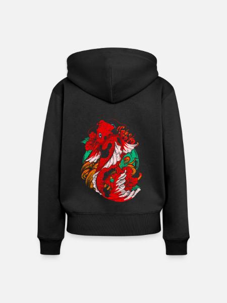Koi Karpfen - Frauen Premium Bio Zip Hoodie - Schwarz