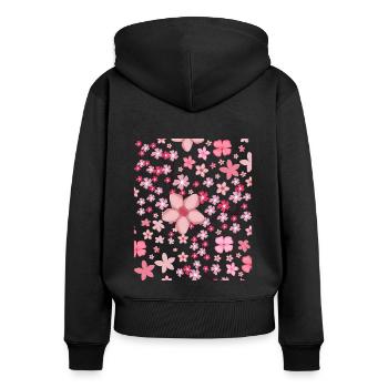 Cherry Blossom Pattern Gift Japanese Sakura - Women's Premium Organic Zip Hoodie - black - Back - Julia (174cm)