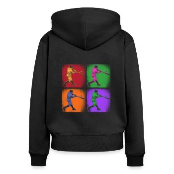Lustiger Baseball - Frauen Premium Bio Zip Hoodie - Schwarz - Hinten - Julia (174cm)