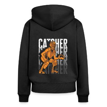 Lustiger Baseball - Frauen Premium Bio Zip Hoodie - Schwarz - Hinten - Julia (174cm)