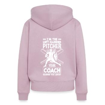 Lustiger Baseball - Frauen Premium Bio Zip Hoodie - Altrosa - Hinten - Julia (174cm)