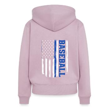 Funny Baseball - Women's Premium Organic Zip Hoodie - dusky pink - Back - Julia (174cm)