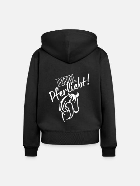 Total Pferliebt - Frauen Premium Bio Zip Hoodie - Schwarz