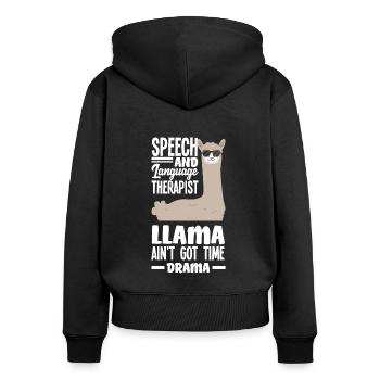 Sprachtherapeutin Sprachheilpädagogin Logopädin - Frauen Premium Bio Zip Hoodie - Schwarz - Hinten - Julia (174cm)