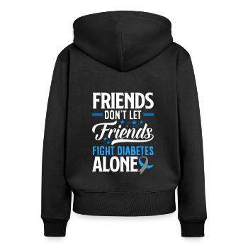 T1D Diabetes Typ 1 Diabetiker Geschenk - Frauen Premium Bio Zip Hoodie - Schwarz - Hinten - Julia (174cm)
