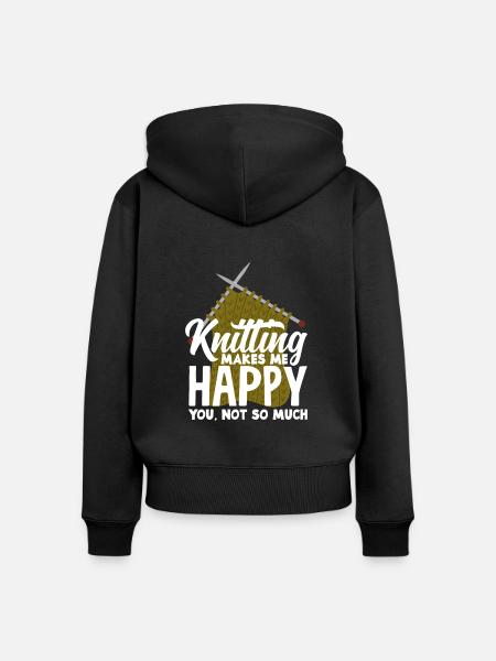 Lustiges Stricken Stricknadel Geschenk - Frauen Premium Bio Zip Hoodie - Schwarz