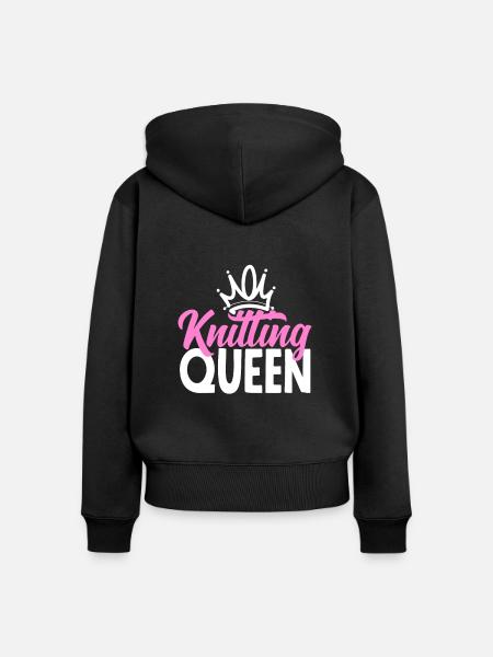 Lustiges Stricken Stricknadel Geschenk - Frauen Premium Bio Zip Hoodie - Schwarz