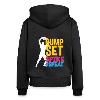 Lustiges Volleyball Geschenk - Frauen Premium Bio Zip Hoodie - Schwarz - Hinten - Julia (174cm)