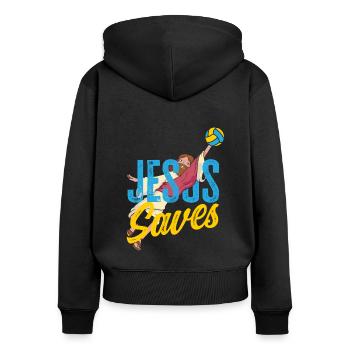 Lustiges Volleyball Geschenk - Frauen Premium Bio Zip Hoodie - Schwarz - Hinten - Julia (174cm)