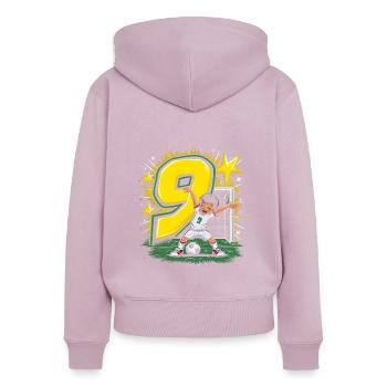 9. Geburtstag 9 Jahre Fußball Fußballspieler - Frauen Premium Bio Zip Hoodie - Altrosa - Hinten - Julia (174cm)