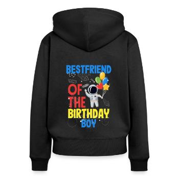 Kindergeburtstag Astronaut Familienmitglieder - Frauen Premium Bio Zip Hoodie - Schwarz - Hinten - Julia (174cm)