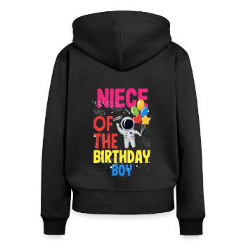 Kindergeburtstag Astronaut Familienmitglieder - Frauen Premium Bio Zip Hoodie - Schwarz - Hinten - Julia (174cm)