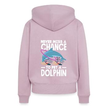 Ne manquez jamais une occasion de voir un dauphin - Sweat à capuche zippé Premium bio Femme - rose poudré - Dos - Julia (174cm)