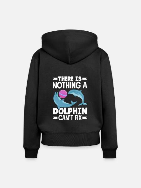 Delfine Heilen Alles - Frauen Premium Bio Zip Hoodie - Schwarz