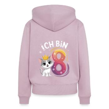 8. Geburtstag Katze Kätzchen Kindergeburtstag - Frauen Premium Bio Zip Hoodie - Altrosa - Hinten - Julia (174cm)