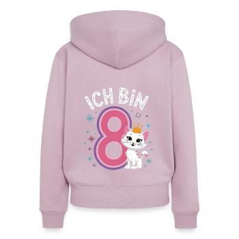 8. Geburtstag Katze Kätzchen Kindergeburtstag - Frauen Premium Bio Zip Hoodie - Altrosa - Hinten - Julia (174cm)