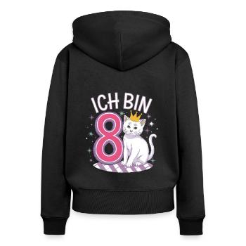 8. Geburtstag Katze Kätzchen Kindergeburtstag - Frauen Premium Bio Zip Hoodie - Schwarz - Hinten - Julia (174cm)