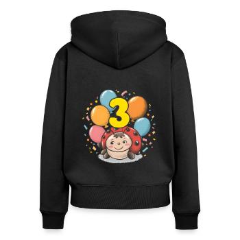 3. Geburtstag Marienkäfer Kindergeburtstag - Frauen Premium Bio Zip Hoodie - Schwarz - Hinten - Julia (174cm)