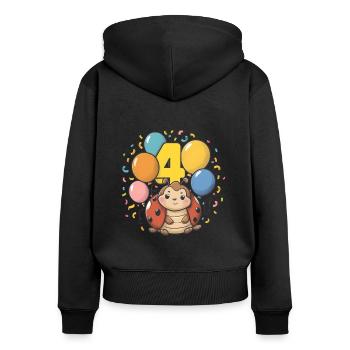 4. Geburtstag Marienkäfer Kindergeburtstag - Frauen Premium Bio Zip Hoodie - Schwarz - Hinten - Julia (174cm)