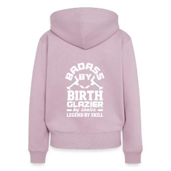 Glaser Geschenk - Frauen Premium Bio Zip Hoodie - Altrosa - Hinten - Julia (174cm)