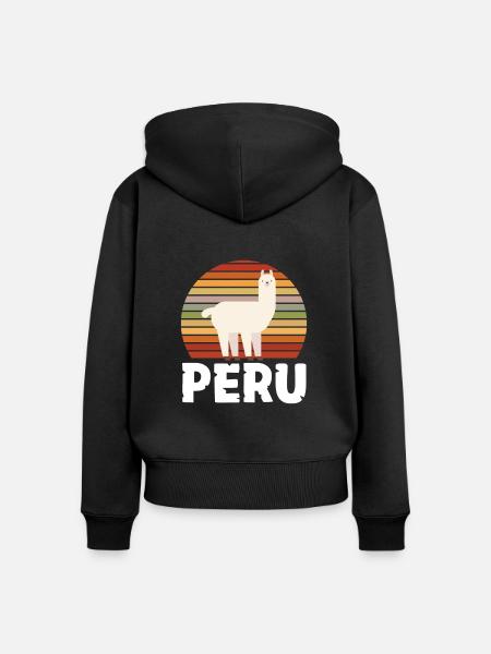 Peru Peruaner Geschenk - Frauen Premium Bio Zip Hoodie - Schwarz