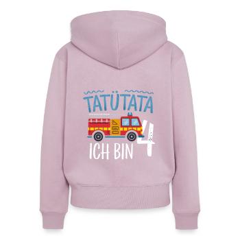 Tatütata Feuerwehr 4. Geburtstag - Frauen Premium Bio Zip Hoodie - Altrosa - Hinten - Julia (174cm)
