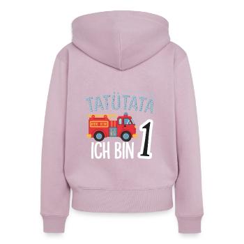 Tatütata Feuerwehr 1. Geburtstag - Frauen Premium Bio Zip Hoodie - Altrosa - Hinten - Julia (174cm)