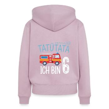 Tatütata Feuerwehr 6. Geburtstag - Frauen Premium Bio Zip Hoodie - Altrosa - Hinten - Julia (174cm)