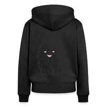 Chien mignon et moelleux - Happy Samoyède Illustration - Sweat à capuche zippé Premium bio Femme - noir - Dos - Julia (174cm)