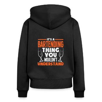 Lustiger Barkeeper Spruch Barkeeper Geschenk - Frauen Premium Bio Zip Hoodie - Schwarz - Hinten - Julia (174cm)