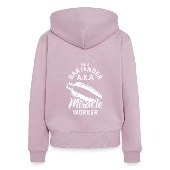 Lustiger Barkeeper Spruch Barkeeper Geschenk - Frauen Premium Bio Zip Hoodie - Altrosa - Hinten - Julia (174cm)