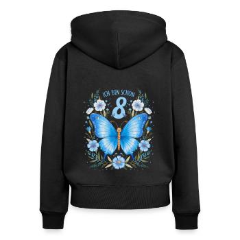 8. Geburtstag Schmetterling Kindergeburtstag - Frauen Premium Bio Zip Hoodie - Schwarz - Hinten - Julia (174cm)