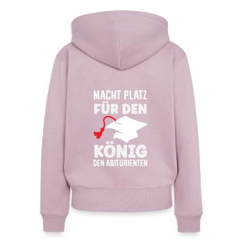 Macht Platz Für Den König Den Abiturienten - Frauen Premium Bio Zip Hoodie - Altrosa - Hinten - Julia (174cm)