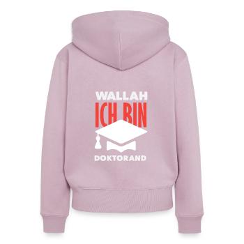 Ich Bin Doktorand Abschluss - Frauen Premium Bio Zip Hoodie - Altrosa - Hinten - Julia (174cm)
