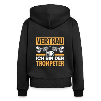 Trompete Trompeter Trompeten Spieler - Frauen Premium Bio Zip Hoodie - Schwarz - Hinten - Julia (174cm)